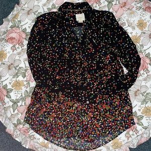 Maeve Polka Dot Black Button Up Shirt Size 2